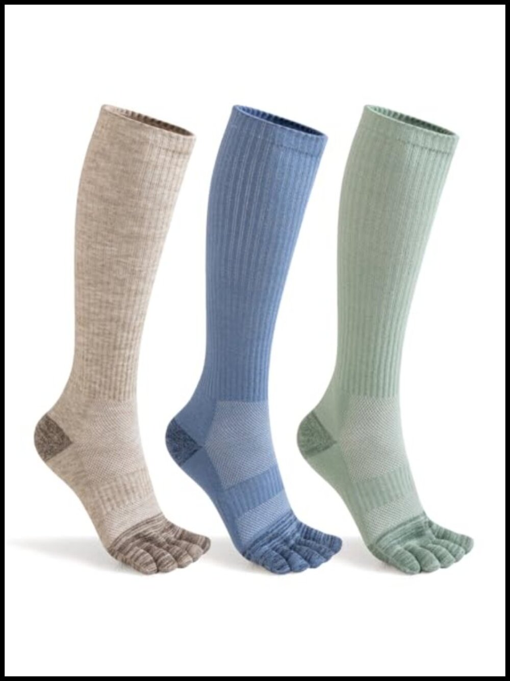 Merino Wool Compression Toe Socks 15-20mmHg Knee High Hiking Running